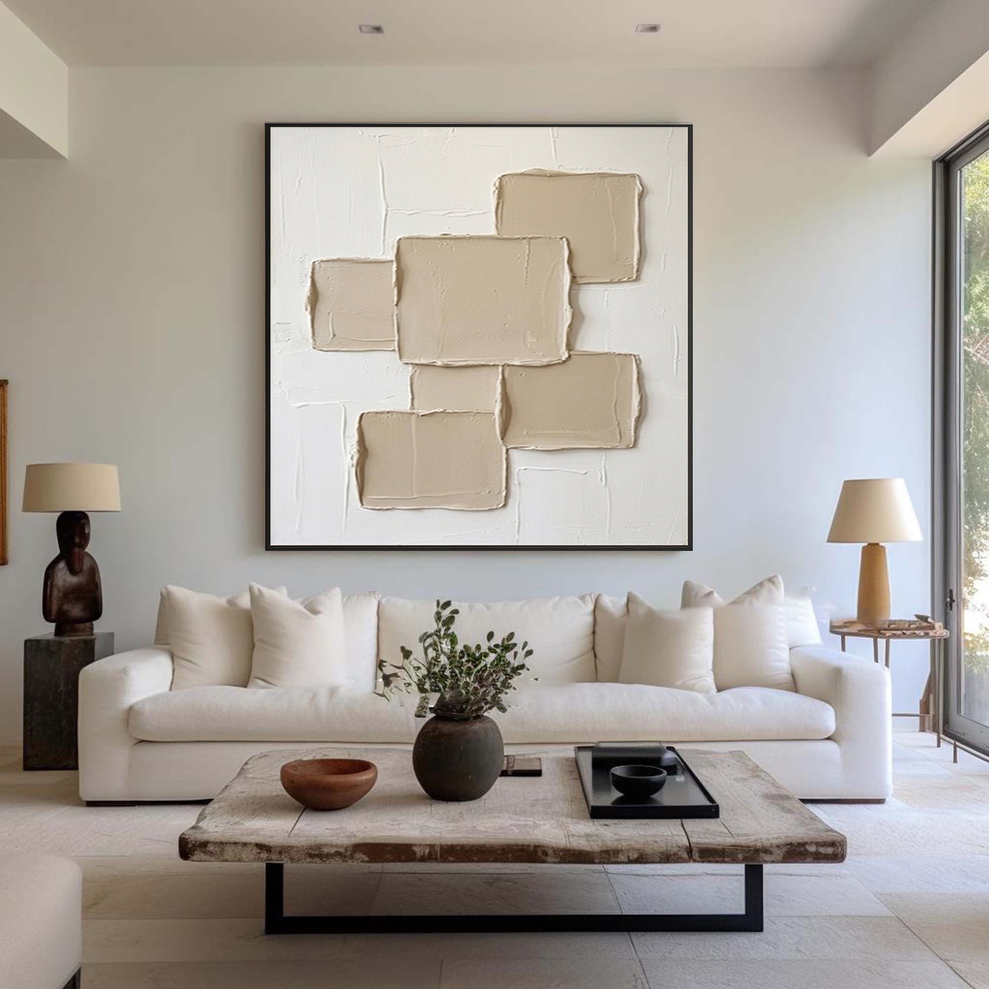 Large Contemporary Geometric Texture Art Hand Painted Canvas