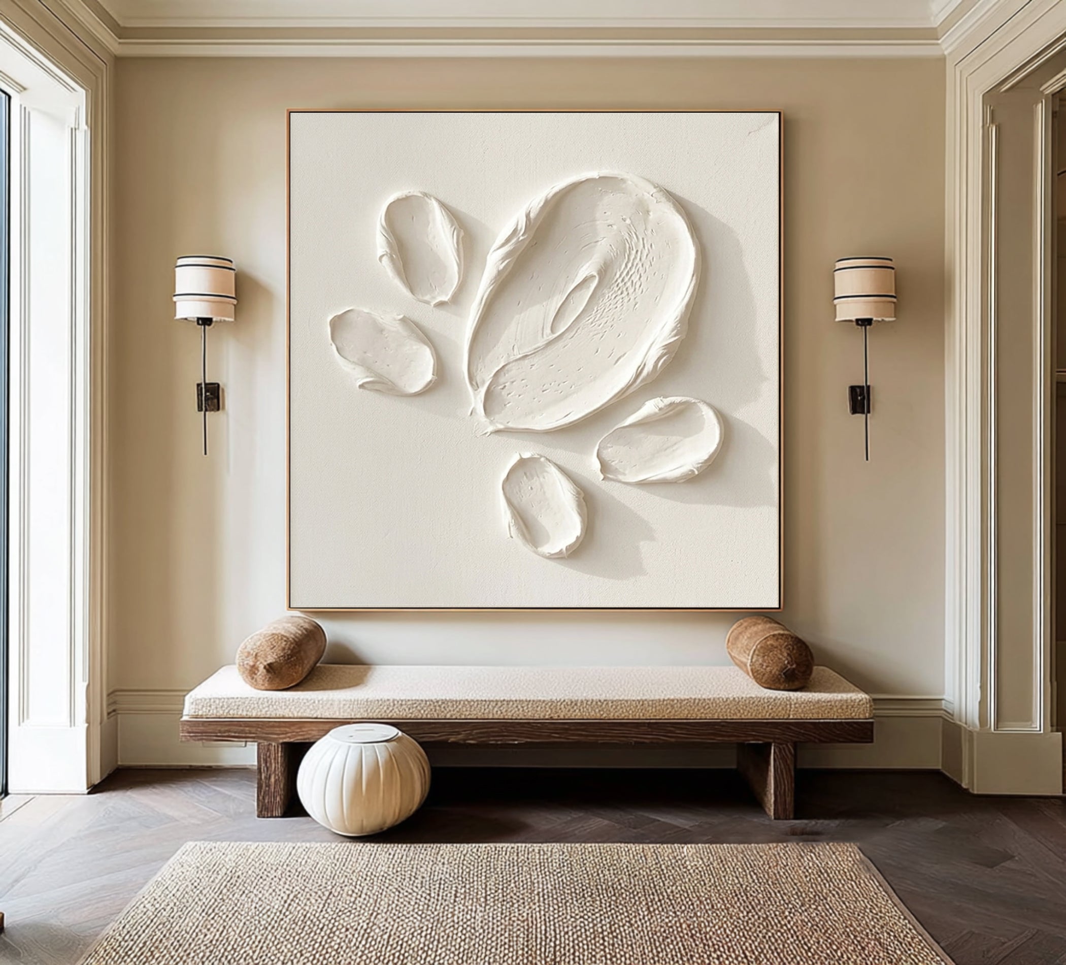 Large Minimal Relief Oil Painting for Modern Luxury Interiors
