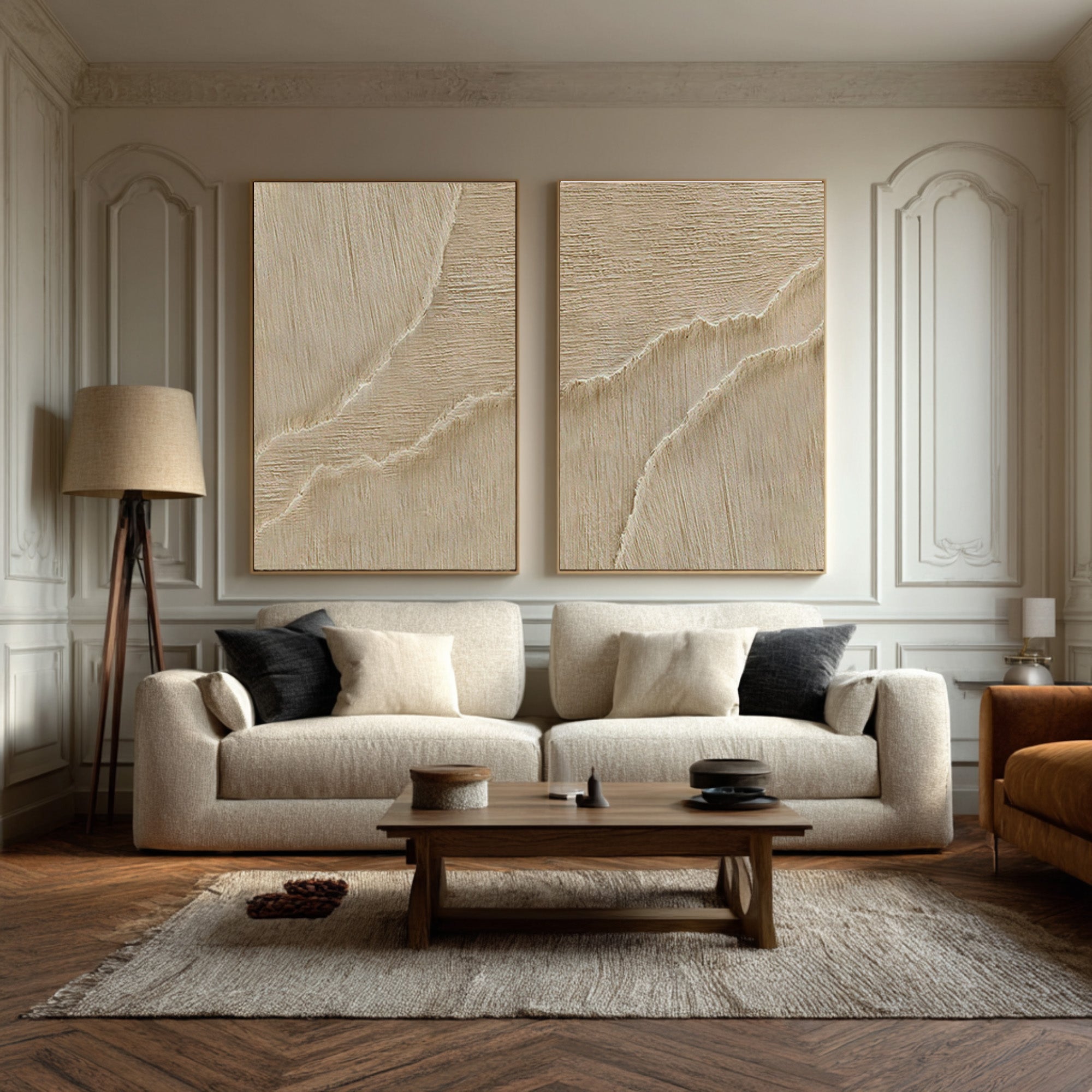 Textured Earth Tone Abstract Diptych #AG 074
