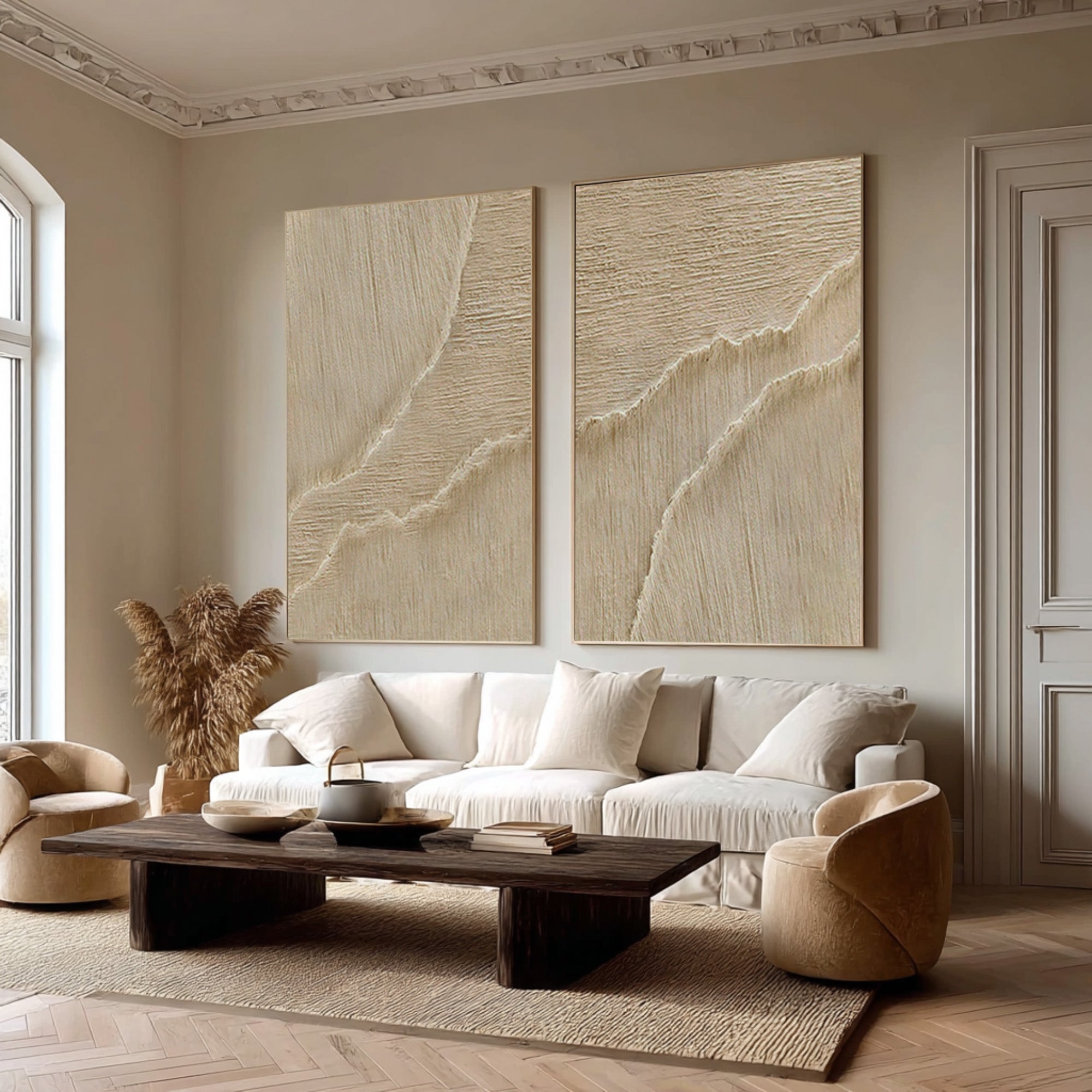 Textured Earth Tone Abstract Diptych #AG 074