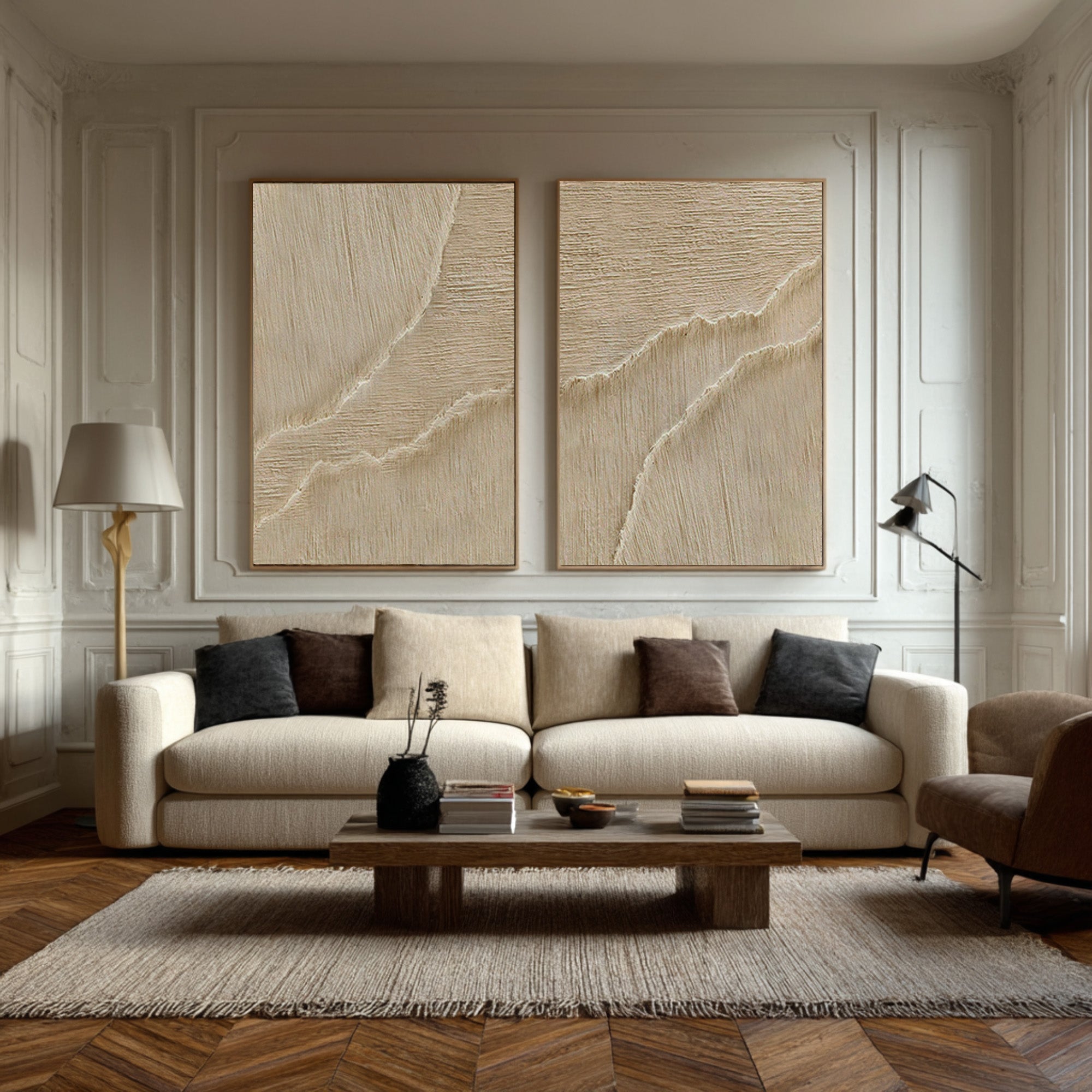 Textured Earth Tone Abstract Diptych #AG 074