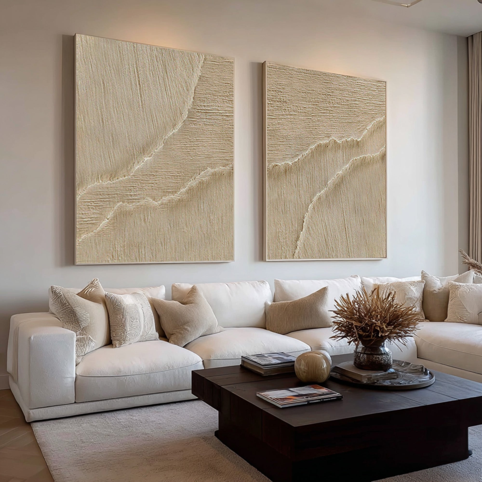 Textured Earth Tone Abstract Diptych #AG 074