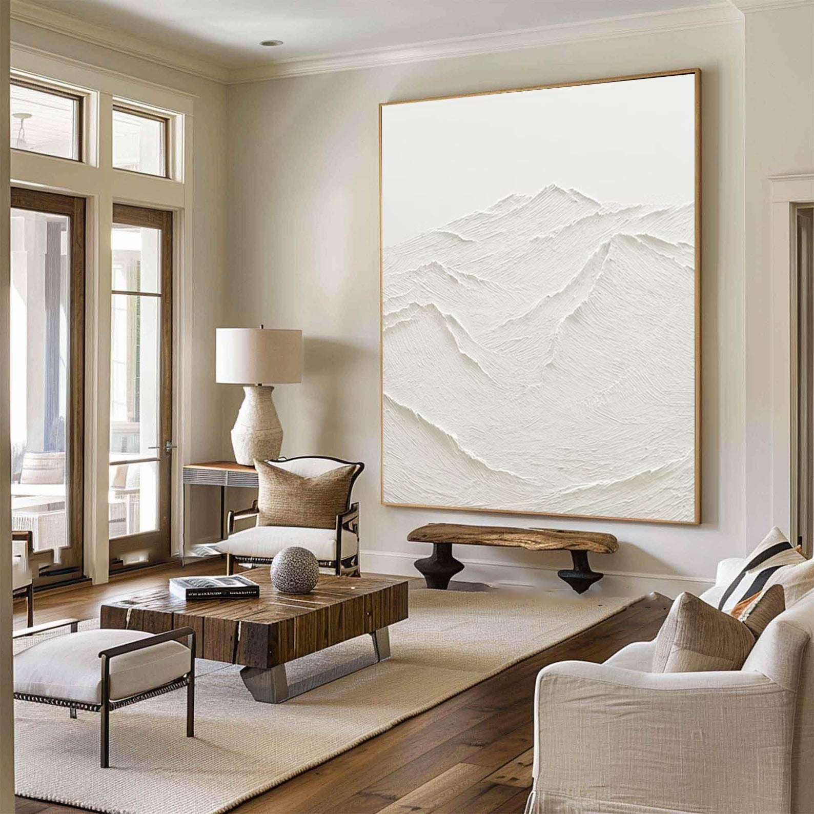 White Minimalist Mountain Painting Abstract Art Room Decor #MM165