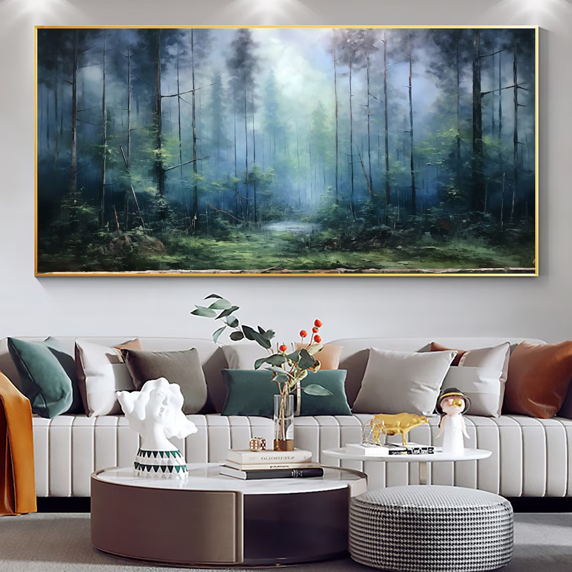 Misty Forest Landscape Oil Painting, Atmospheric Woodland Art, Nature Inspired Decor#MM389