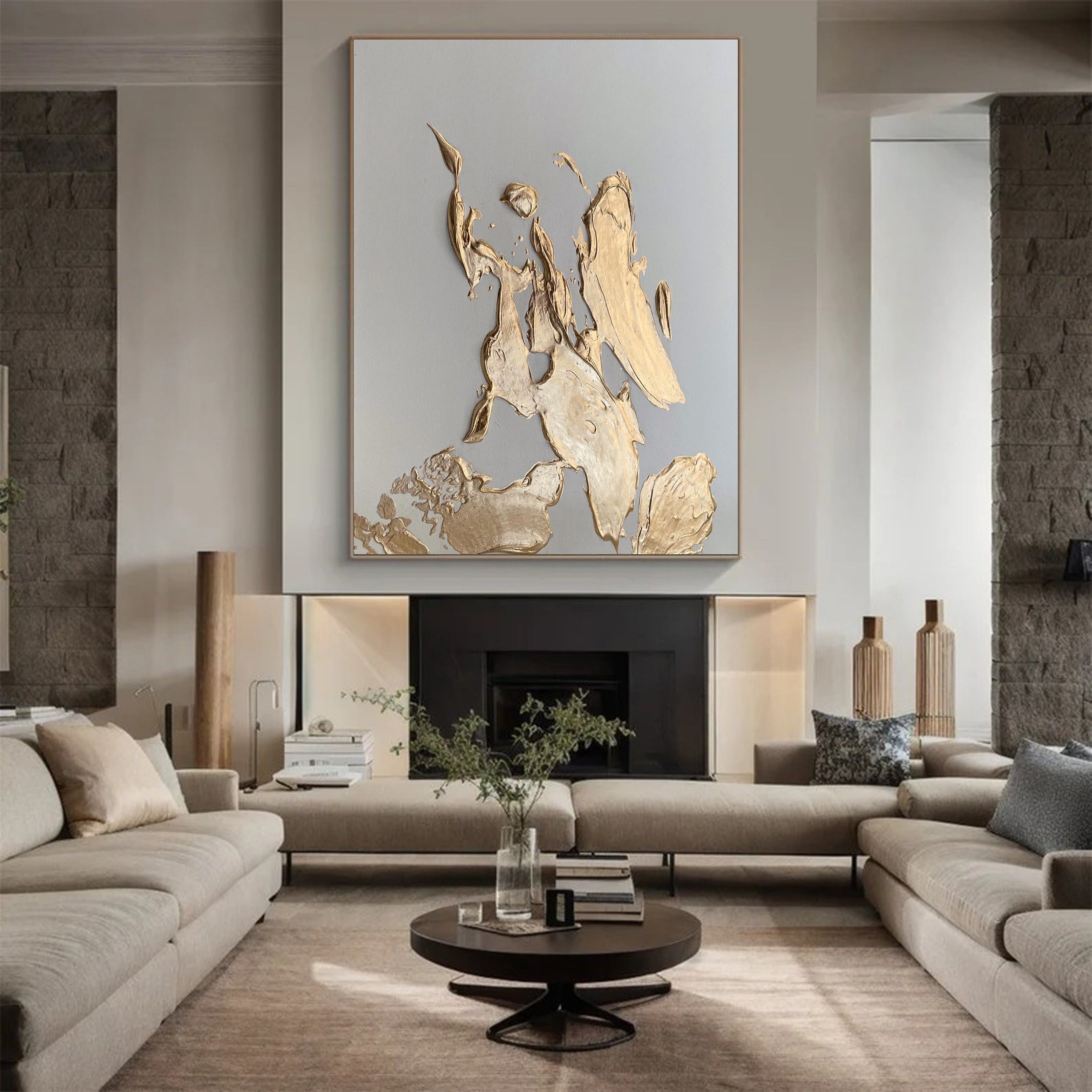 Luxury Abstract Wall Art Gold Accents for Stylish Interiors #MM028