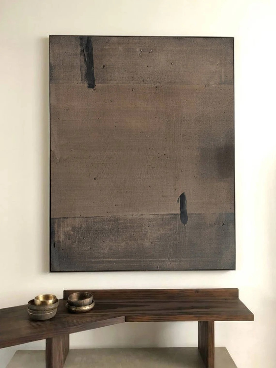 Brown Wabi Sabi Textured Abstract Art with primitive style #MM255