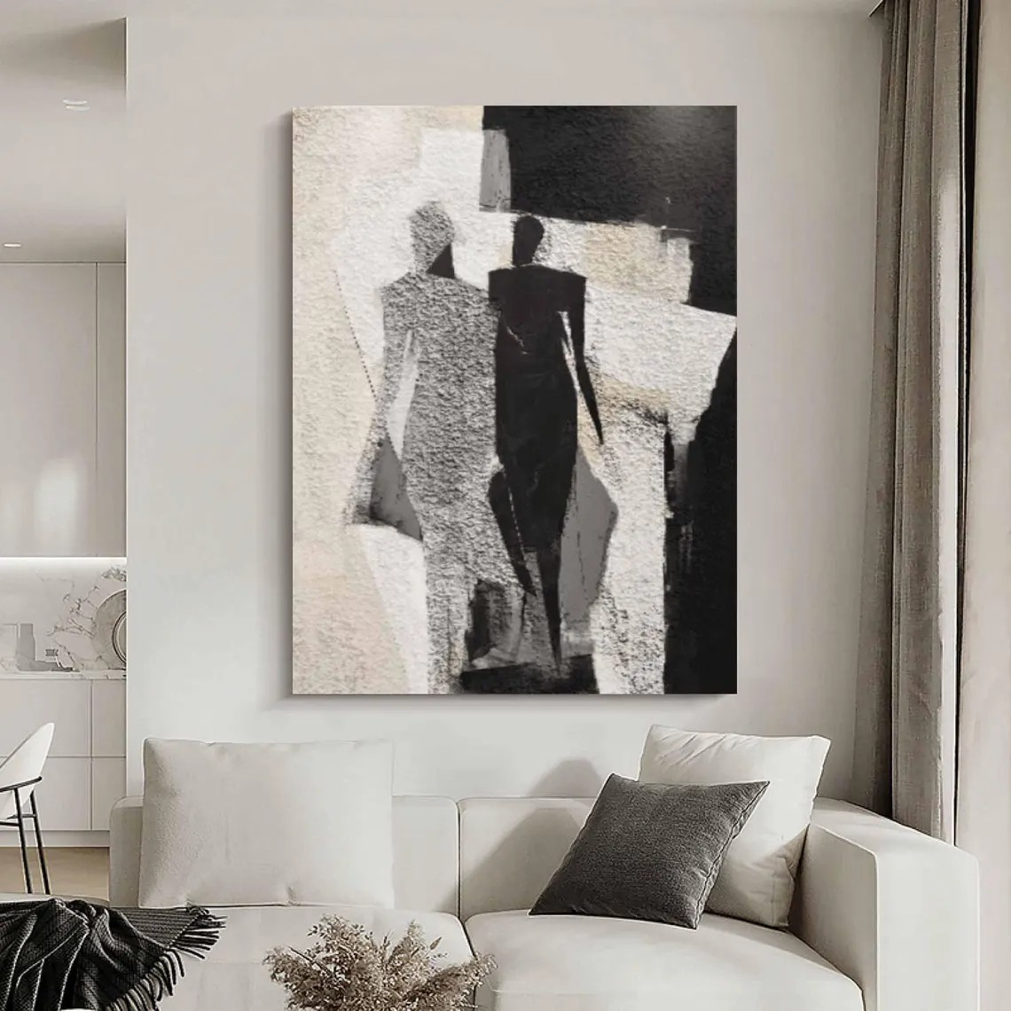 Black and White Modern Abstract Figure Wall Art #MM220