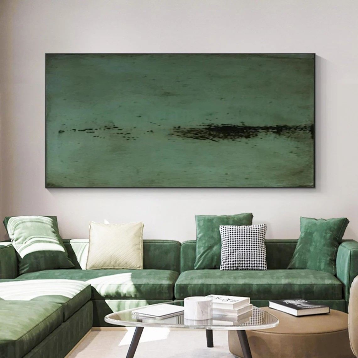 Textured Green Abstract Subtle Minimalist Wall Art #MM218