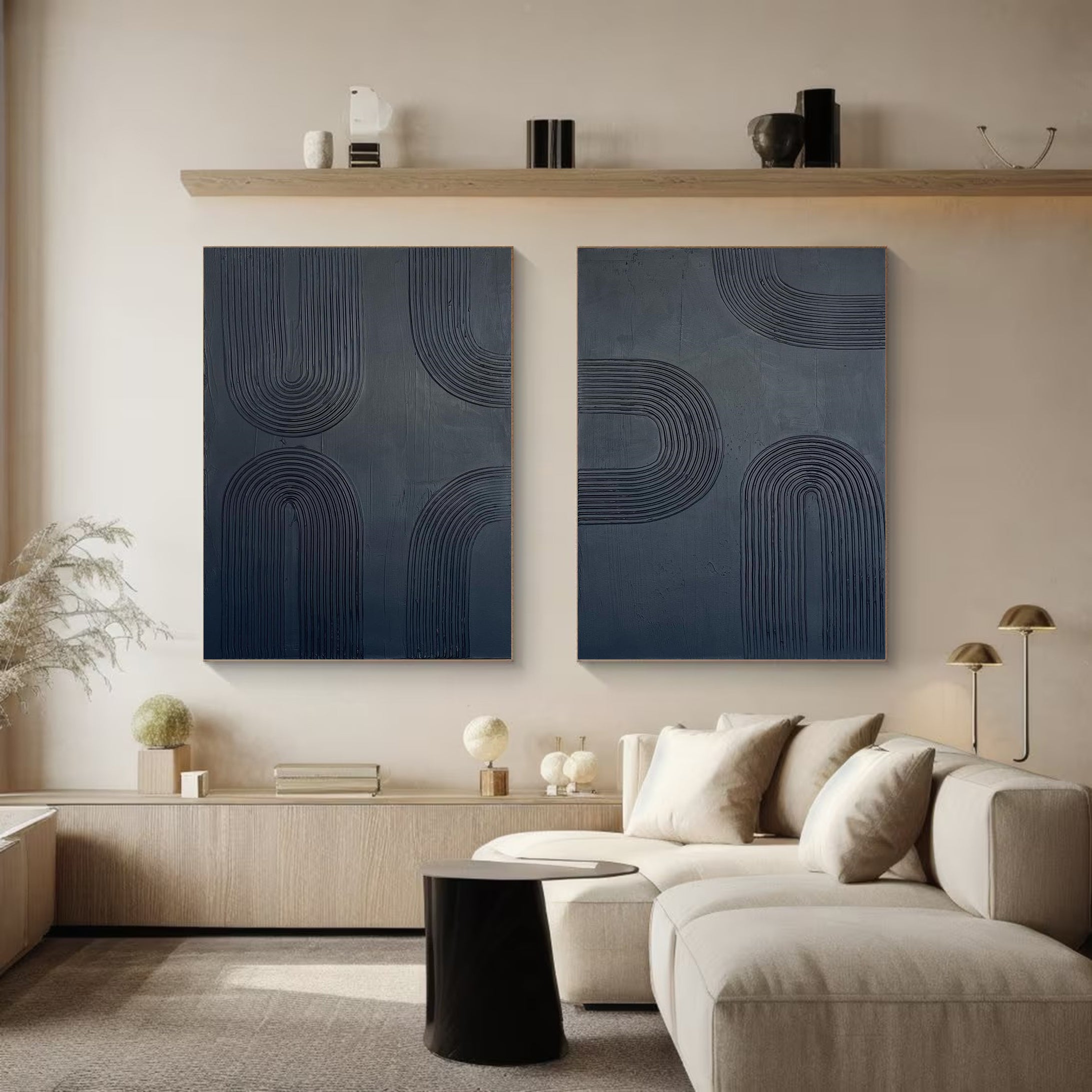 Modern Linear Black Abstract Canvas Art