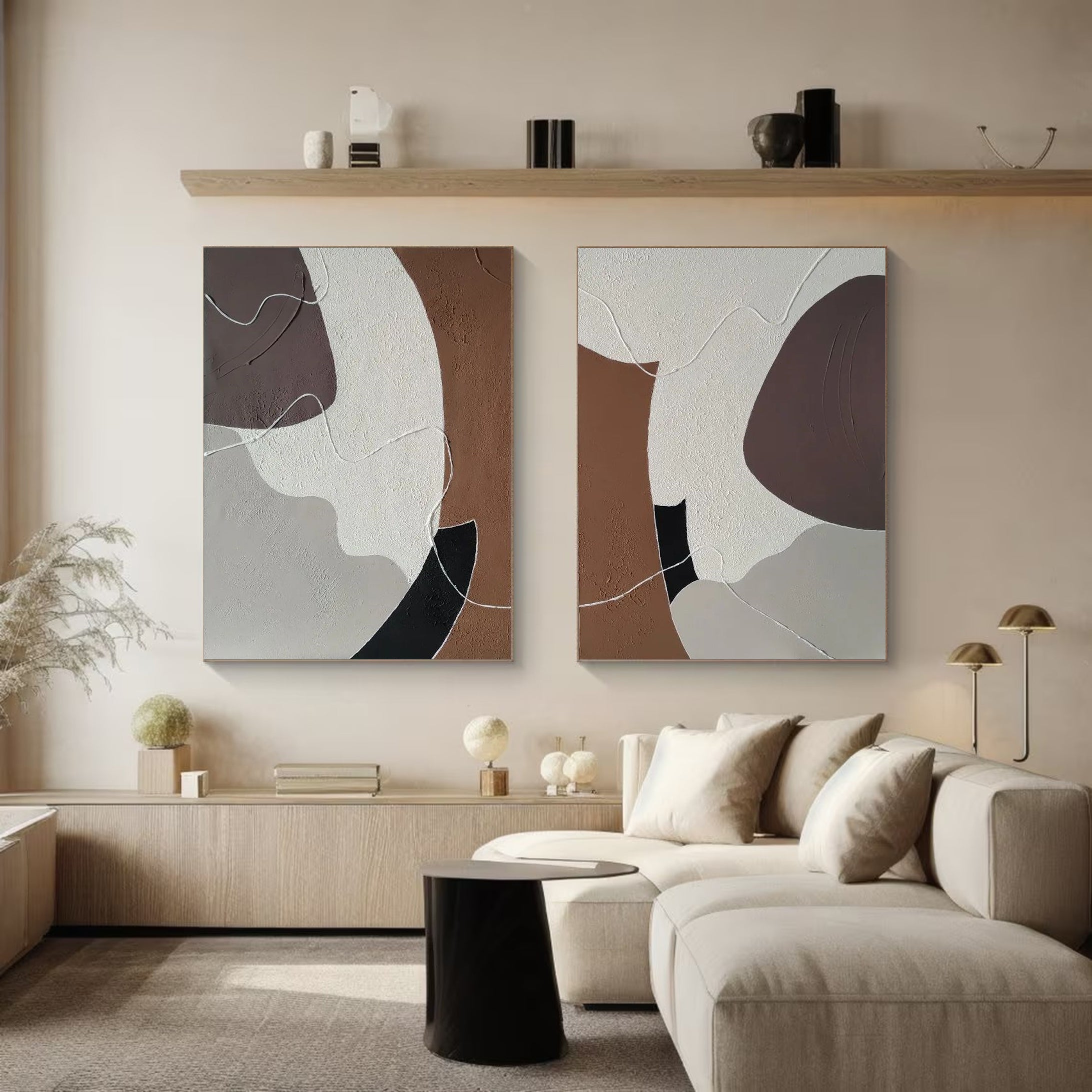 Modern Abstract Art Diptych Elegant Wall Decor #MMS031