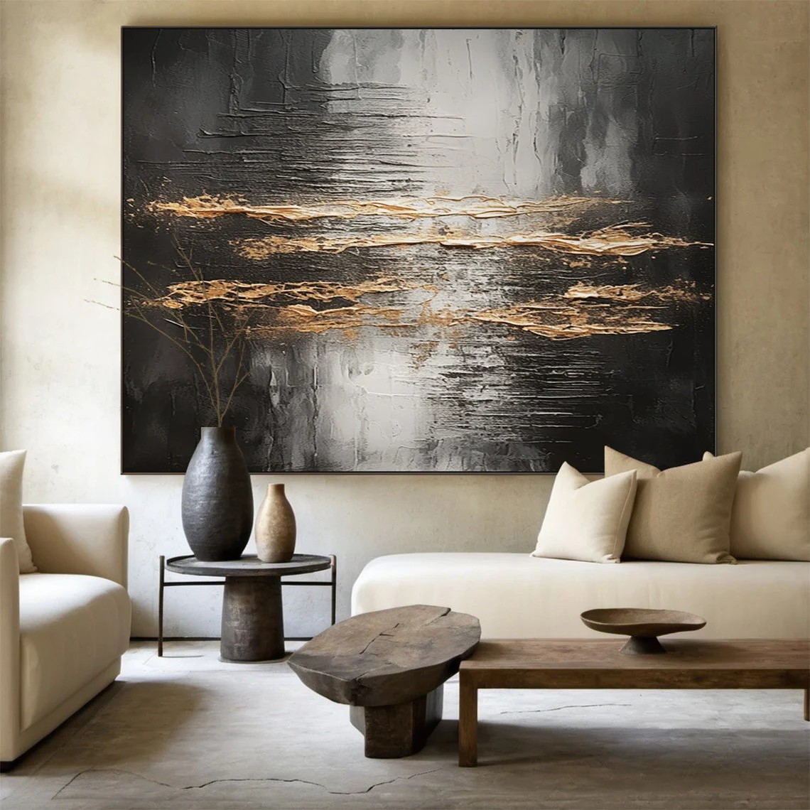 Dark Abstract with Golden Light Textured Modern Wall Decor #MM221