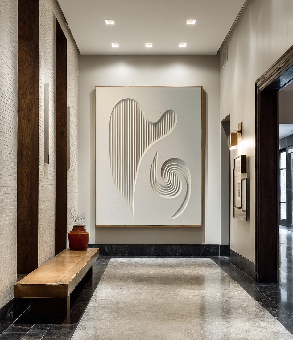 Minimalist White Texture Painting Creative 3D Wall Decoration #AG 081