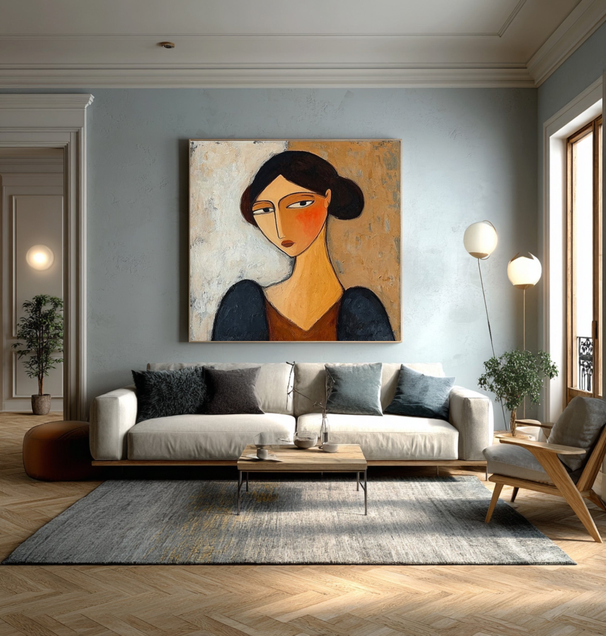 Unique Modern Portrait Canvas Gallery Style Art #AG 089