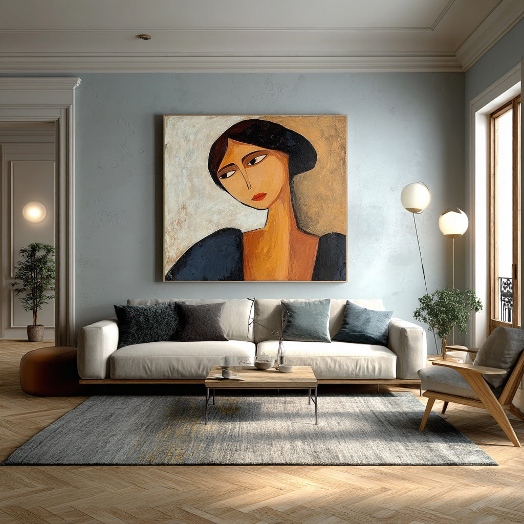Modern Expressionist Portrait Bold Colors Canvas #AG 088