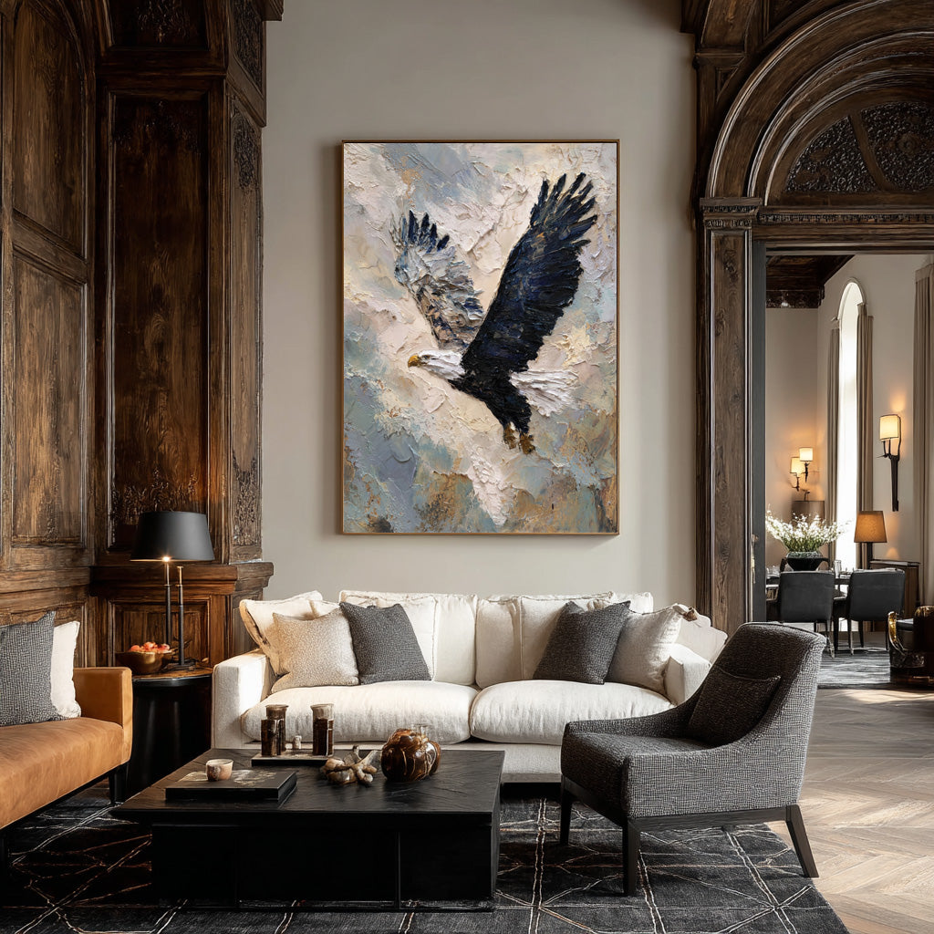Textured Animal Art - Eagle Flight Abstract Painting #AG 052