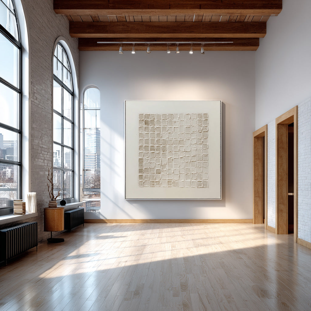 Minimalist Relief Painting - Abstract Grid Decor #AG 058