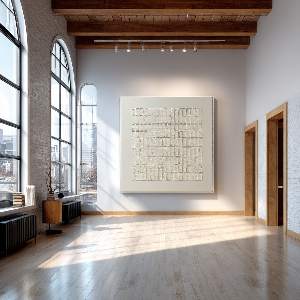 Modern Textured Art - Fluid White Abstract Painting #AG 061
