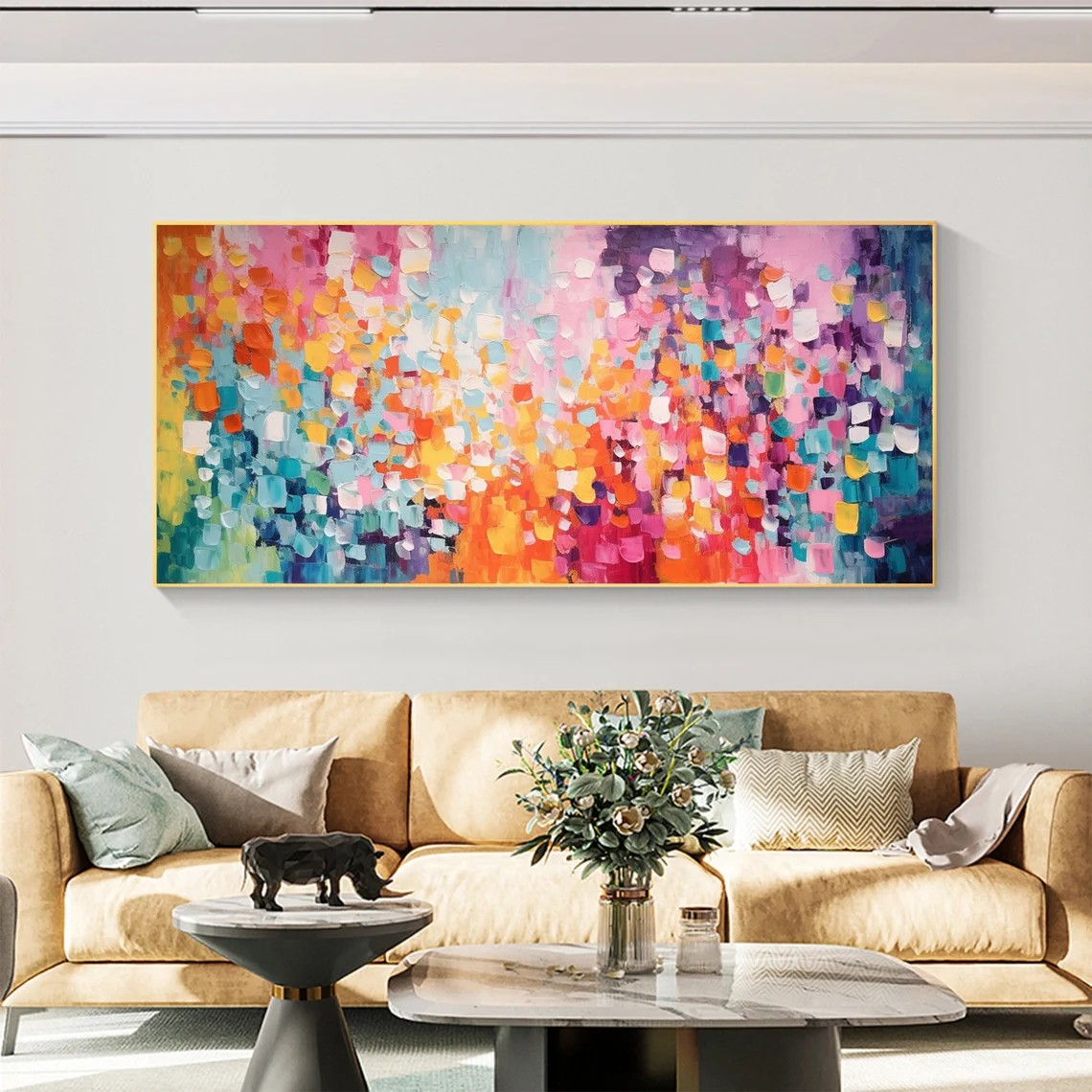 Abstract Expressionist Palette Knife Painting, Vibrant Color Blocks, Modern Canvas Art#MM387