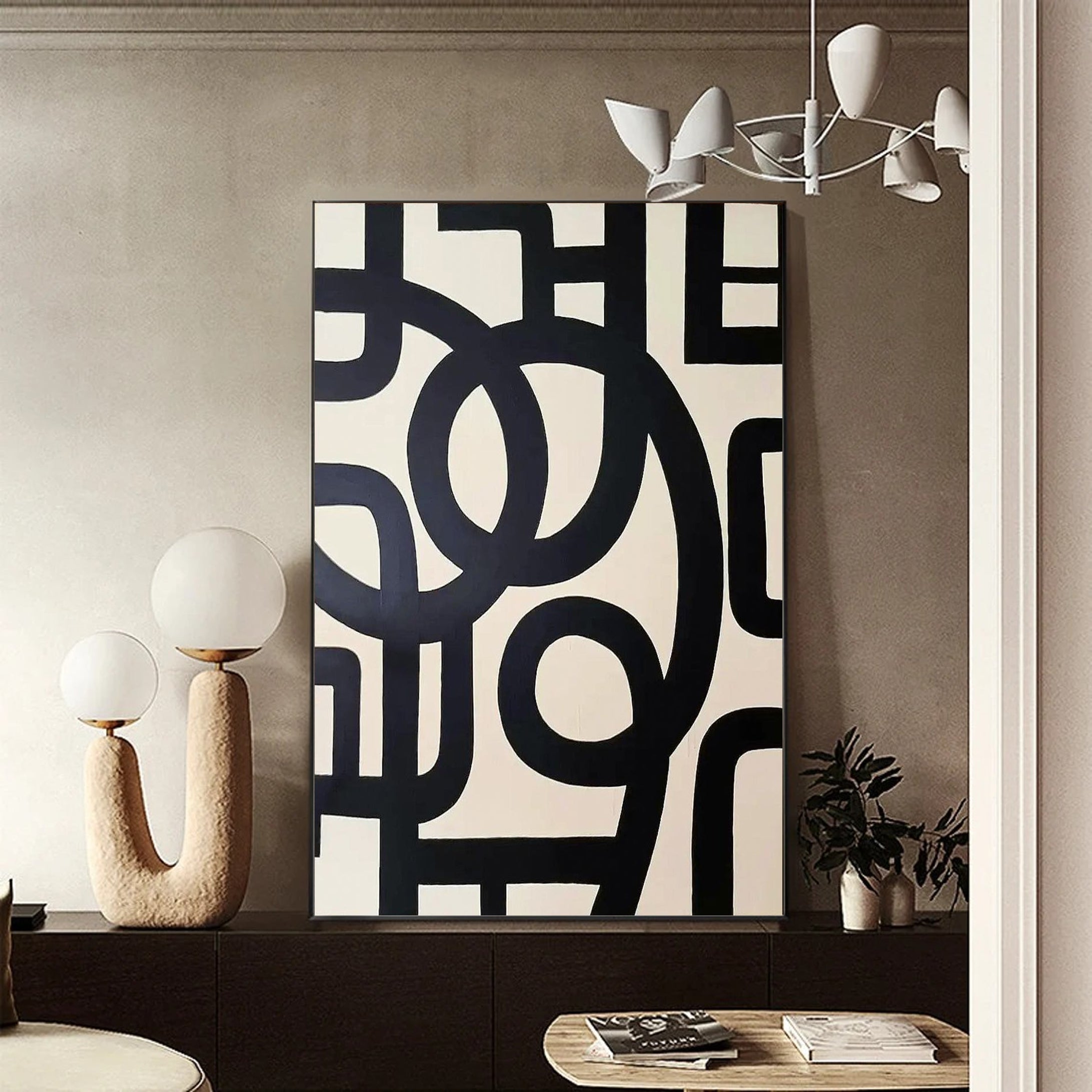 Modern Black and White Geometric Art Minimalist Wall Decor #MM031