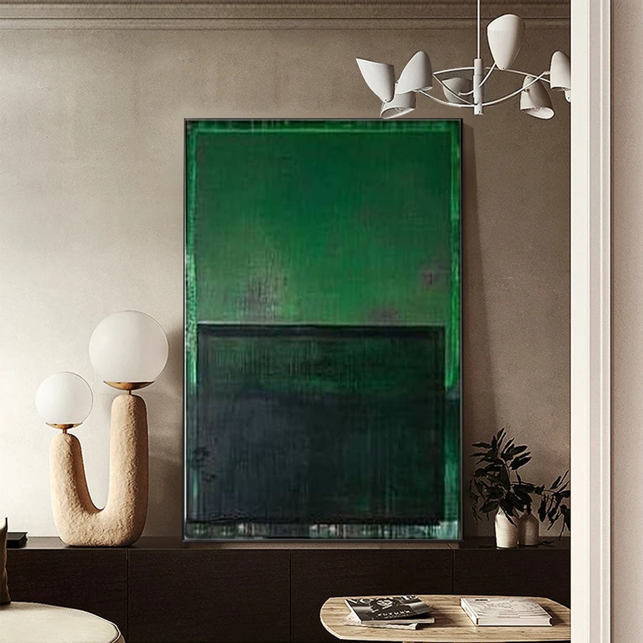 Vibrant Green Abstract Art Modern Home Decor #AB008