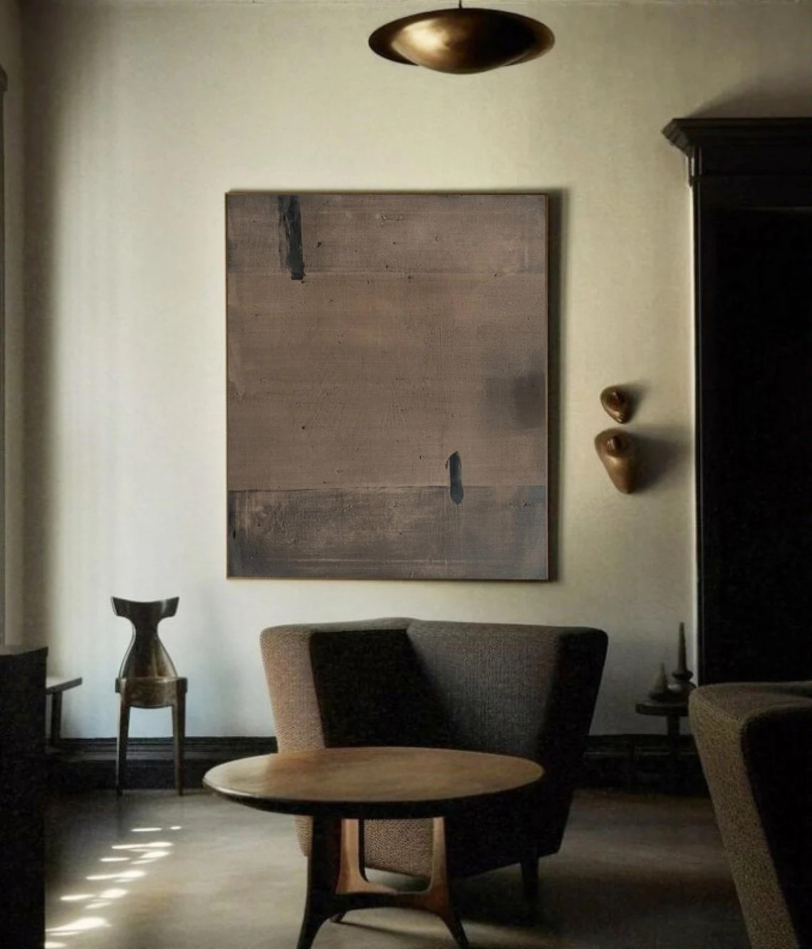 Brown Wabi Sabi Textured Abstract Art with primitive style #MM255