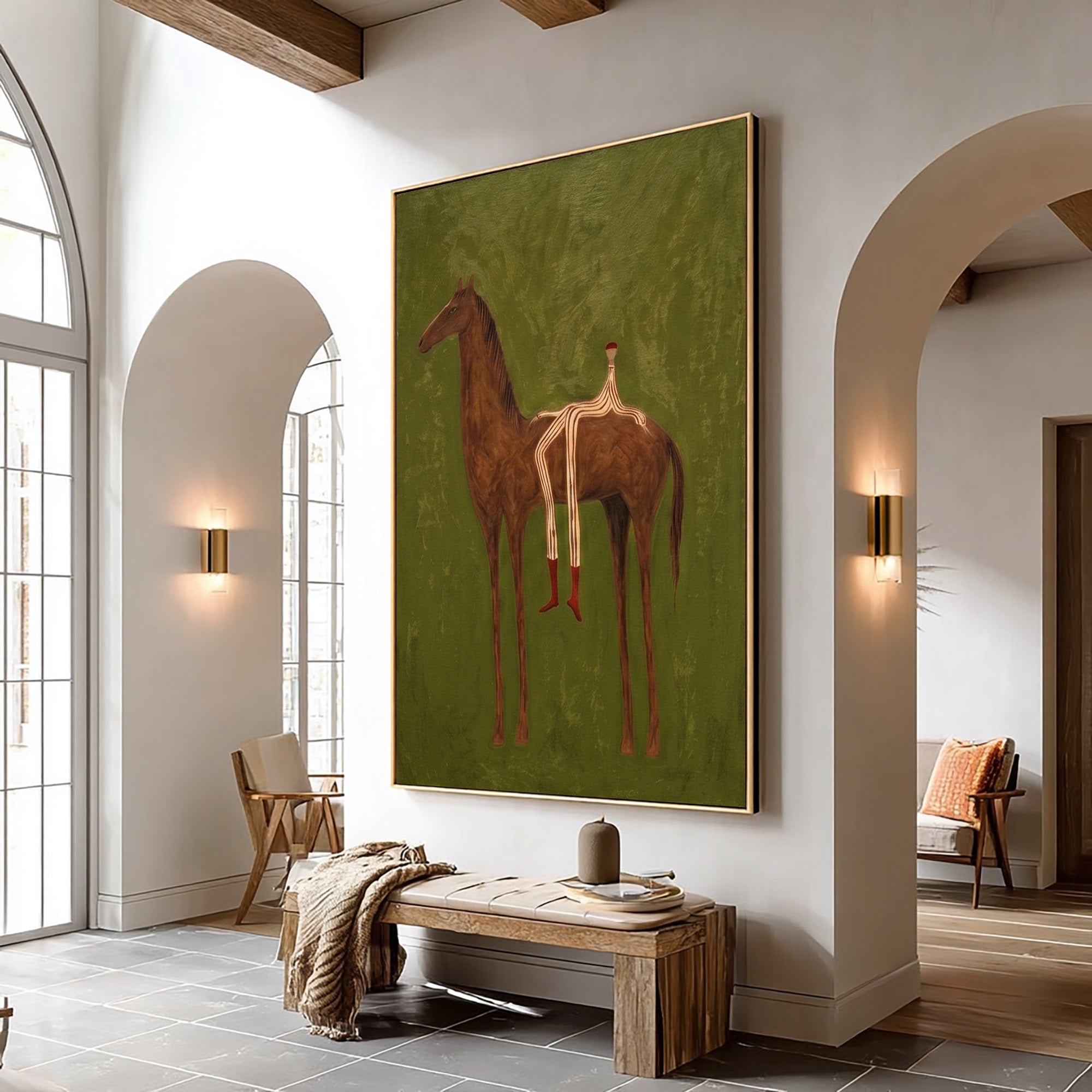 Large Cowboy Wall Art Contemporary Horse Painting Western Artwork