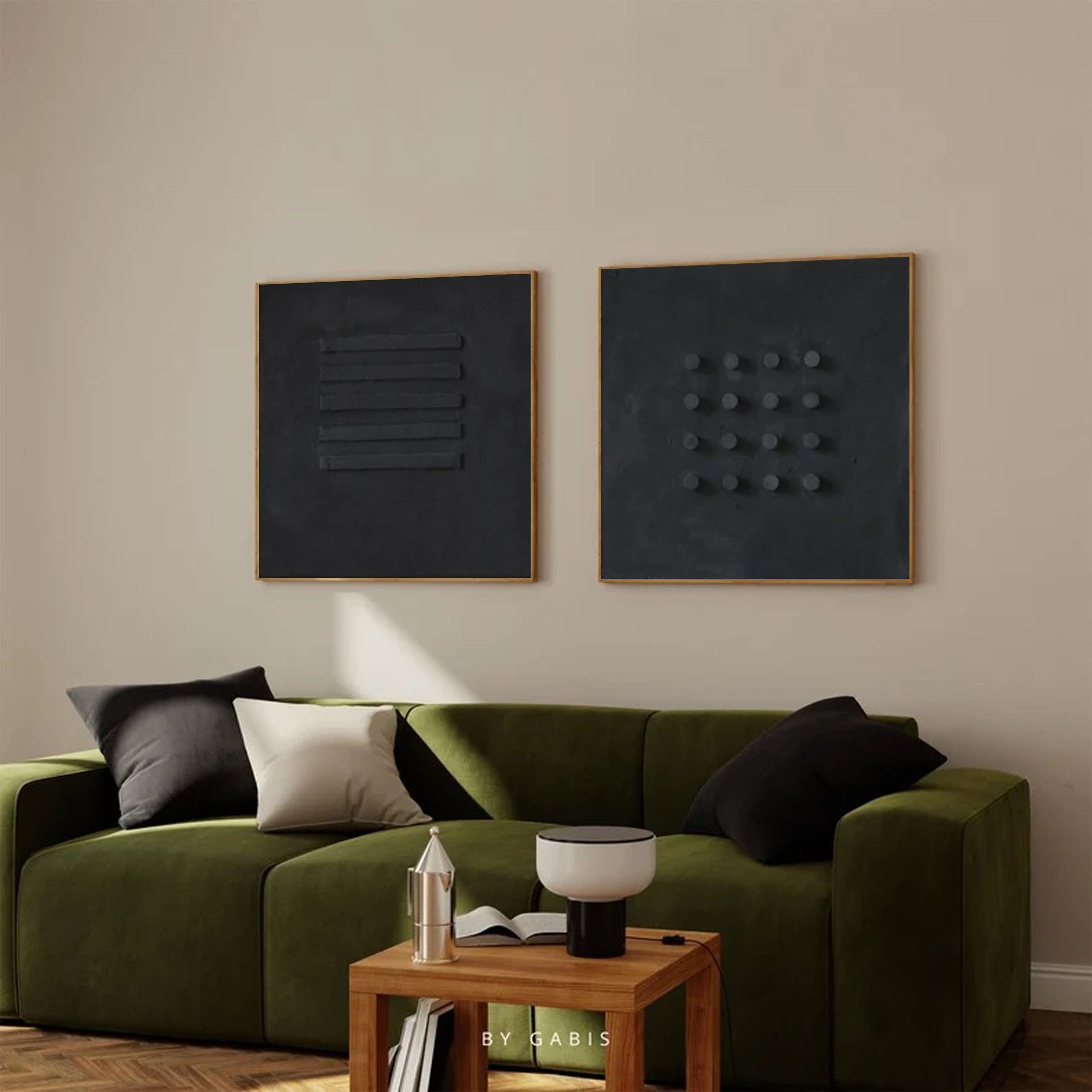 Modern Black 3D Wall Art Geometric Canvas Set for House #MMS008