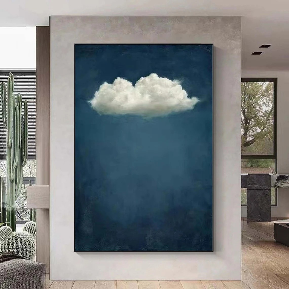 Dreamy Cloud Abstract Minimalist Blue Painting #SP015