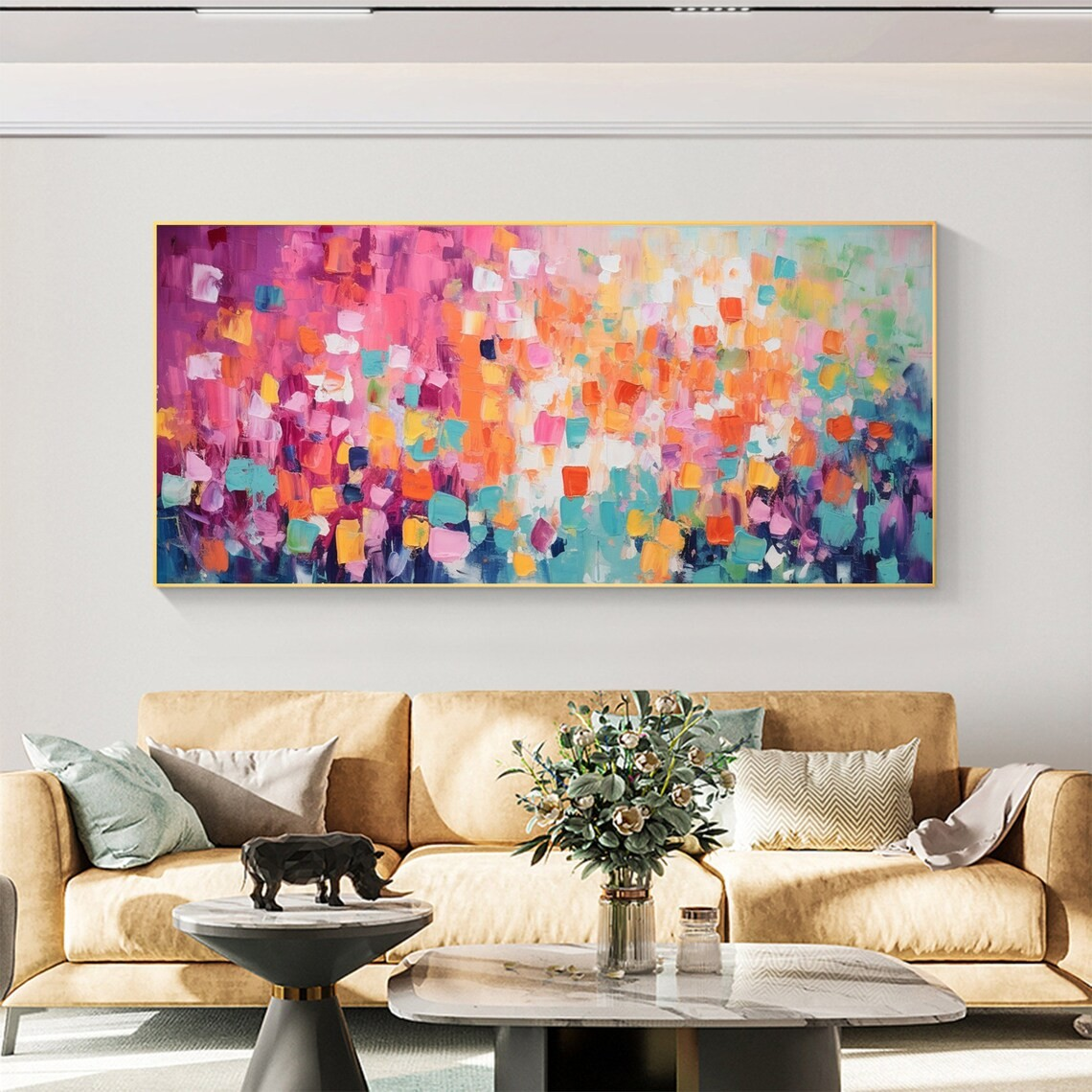 Vibrant Abstract Palette Knife Painting, Colorful Modern Art, Textured Canvas Deco#MM386