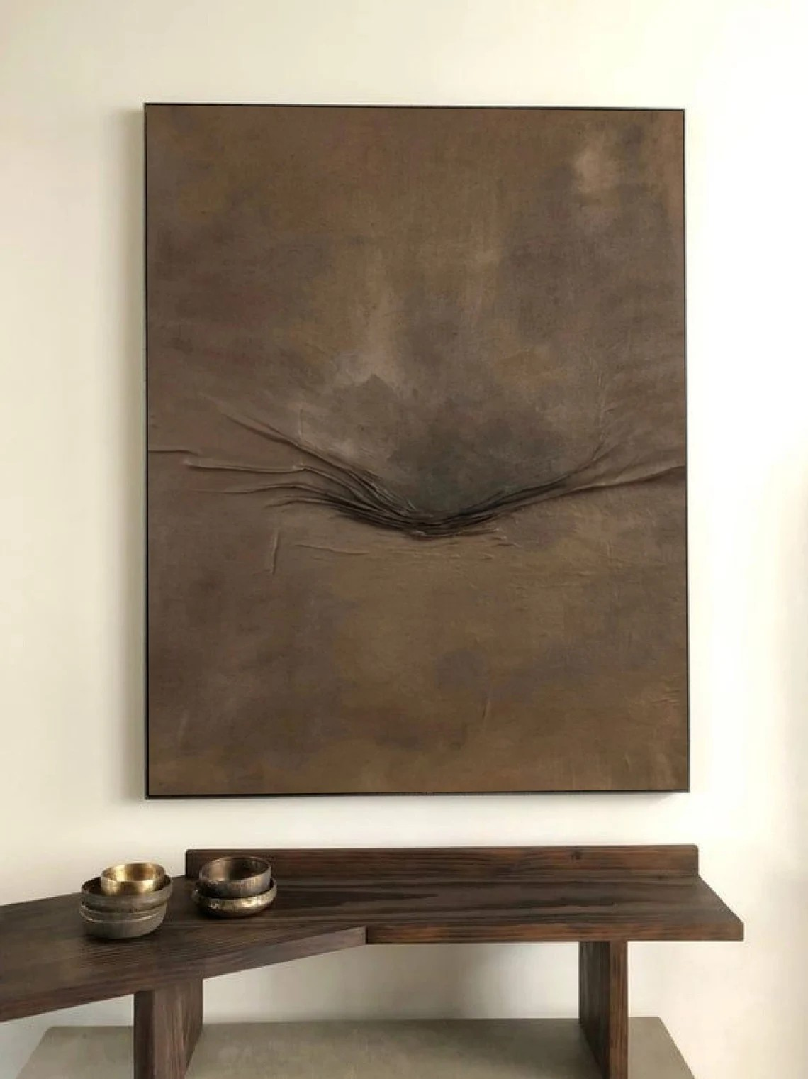 Brown Tranquil Textured Abstract Neutral Art With Woody Feel #MM242