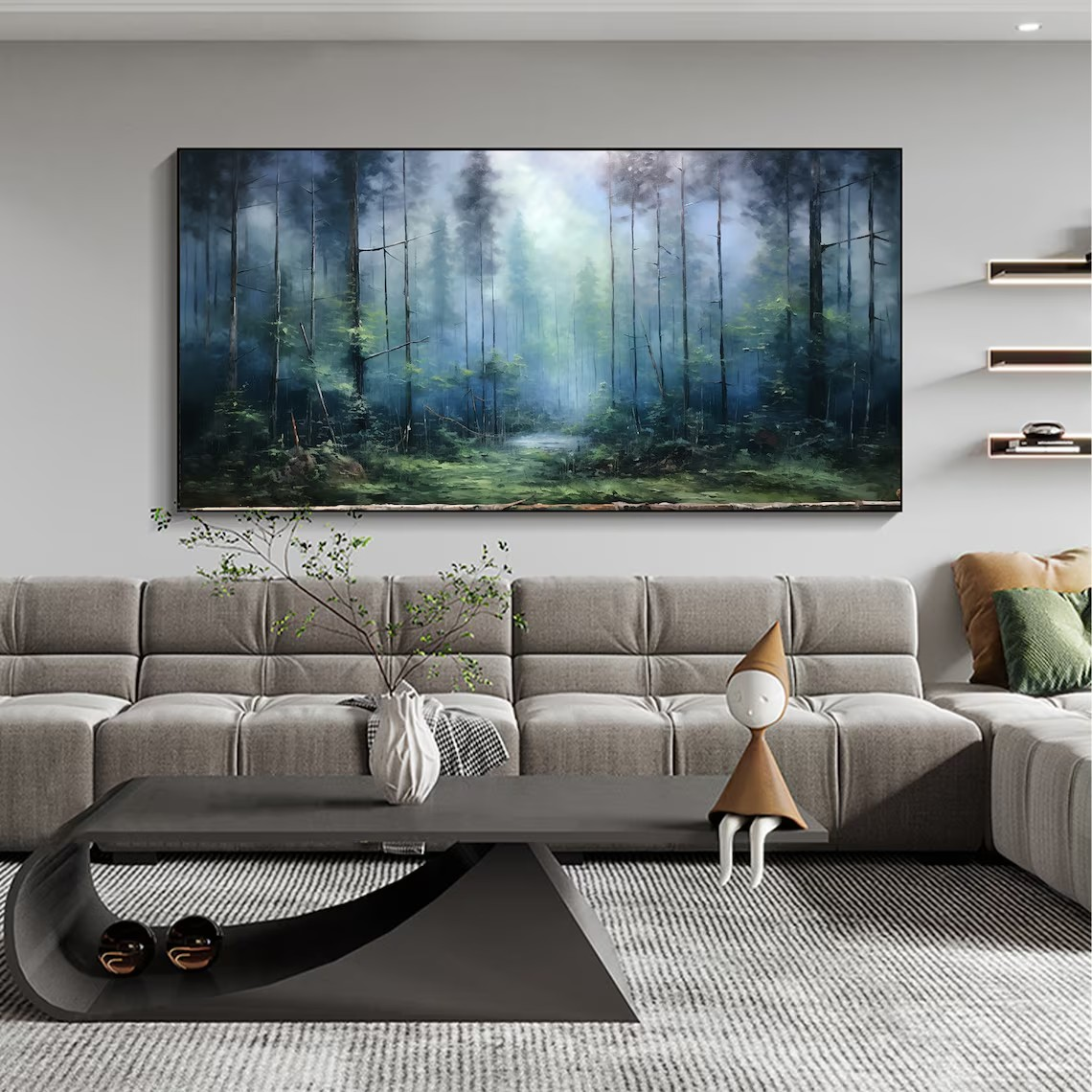 Misty Forest Landscape Oil Painting, Atmospheric Woodland Art, Nature Inspired Decor#MM389