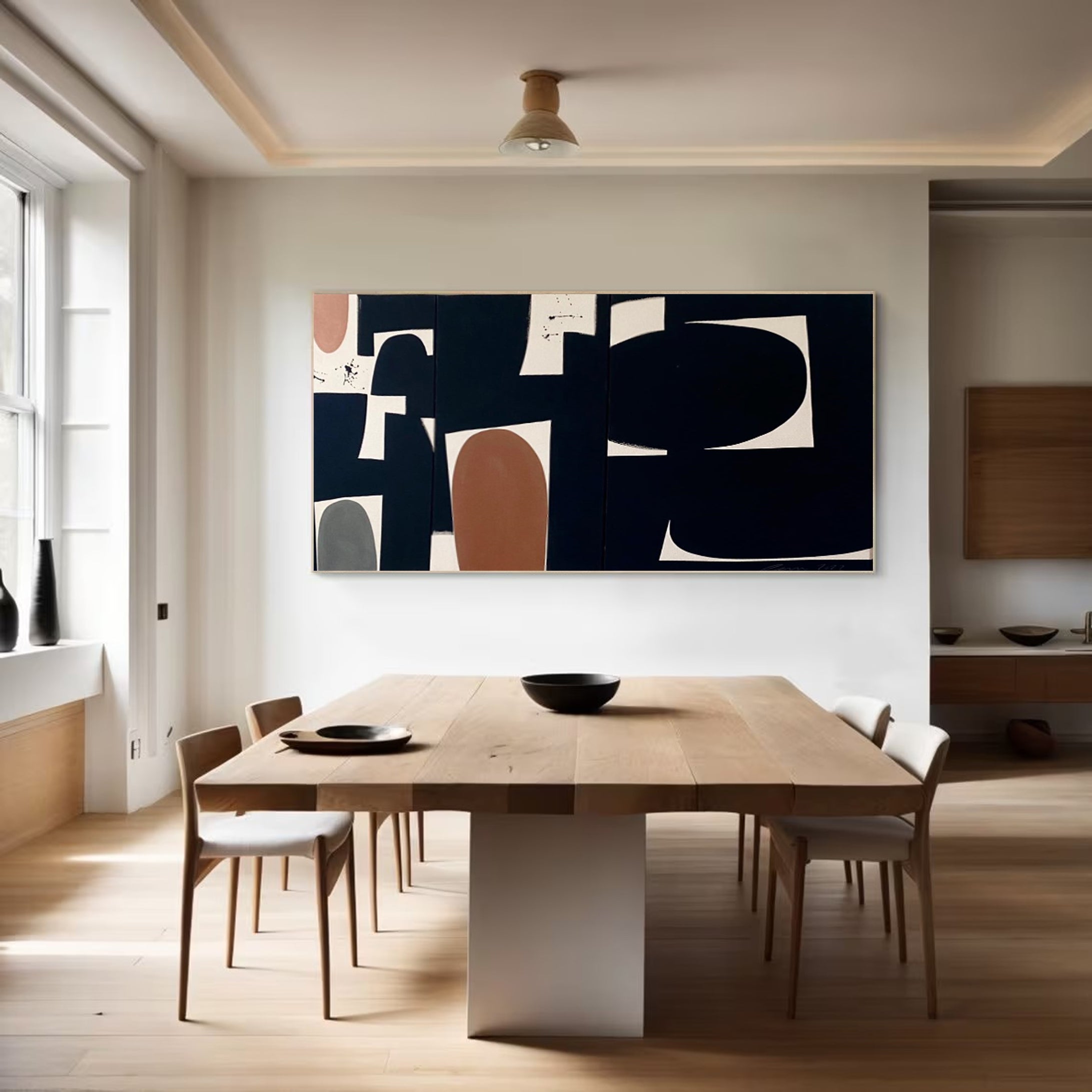 Modern Dining Room Art Abstract Geometric Oil Painting #MM036