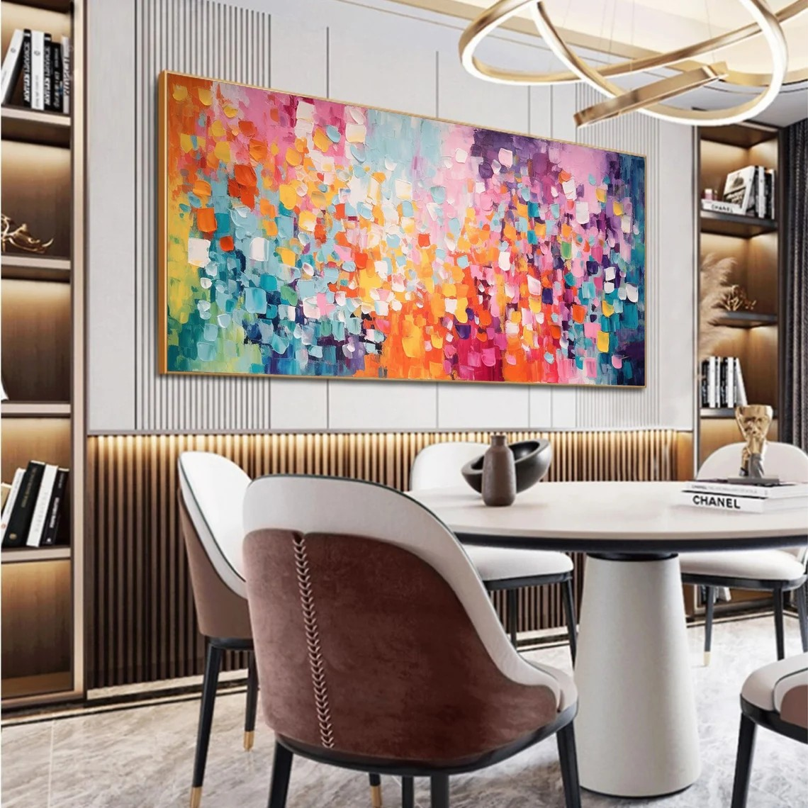 Abstract Expressionist Palette Knife Painting, Vibrant Color Blocks, Modern Canvas Art#MM387