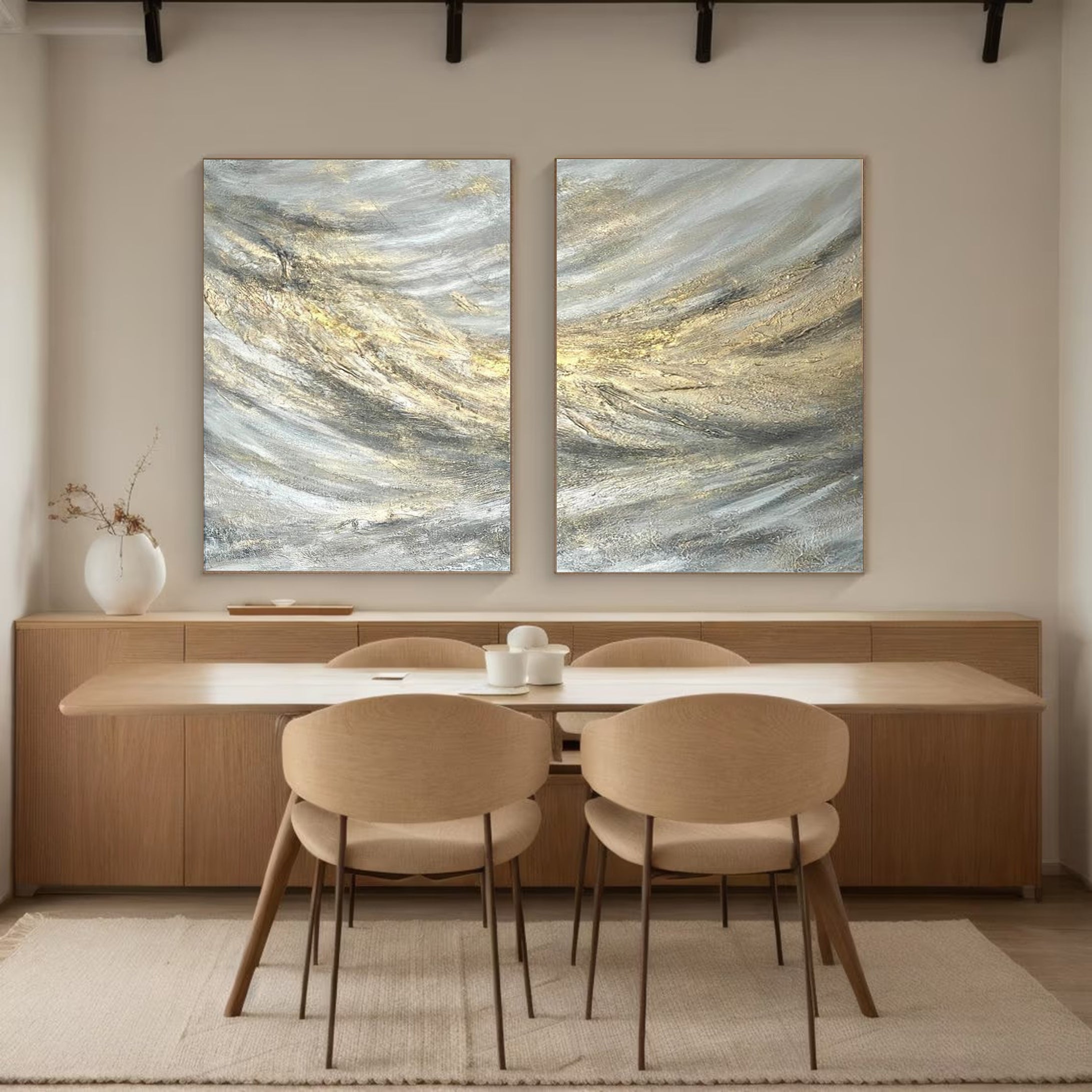 Golden Rush Large Abstract Painting For Wall #MMS041